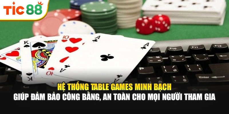 Hệ thống Table Games minh bạch giúp đảm bảo công bằng, an toàn cho mọi người tham gia